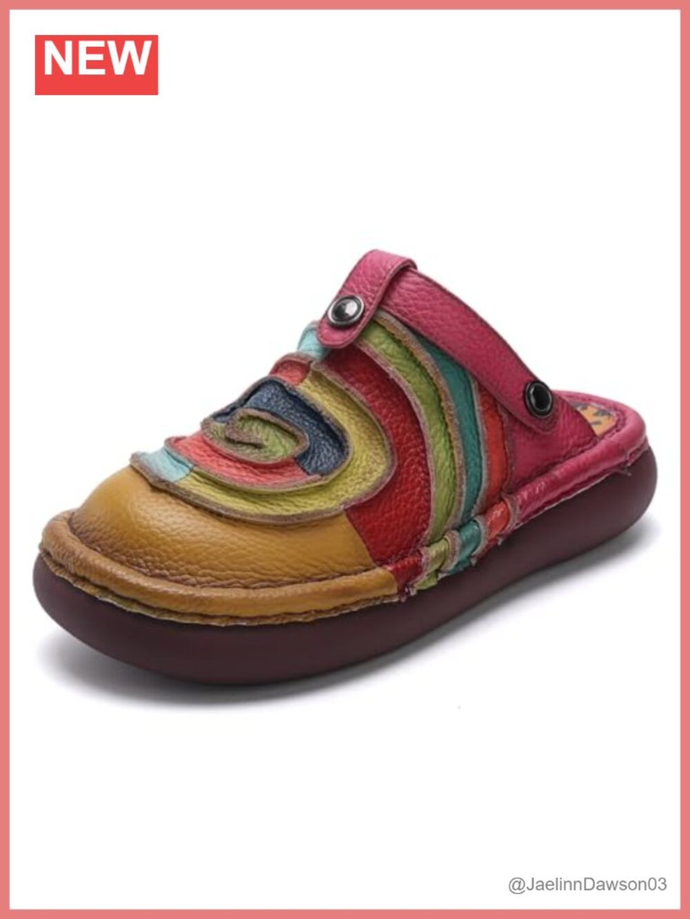 Women's Cowhide Leather Platform Mules, Slip-On Comfort Casual